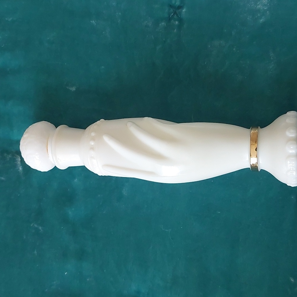 Avon Vintage Hand Holding Bottle Milk Glass Cologne Bottle